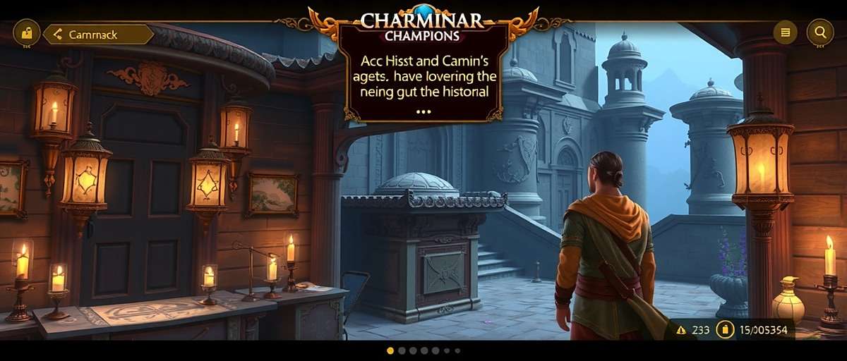 Charminar Champions - Character Interaction Charminar Champions gameplay showing player interacting with historical character to receive quest clues