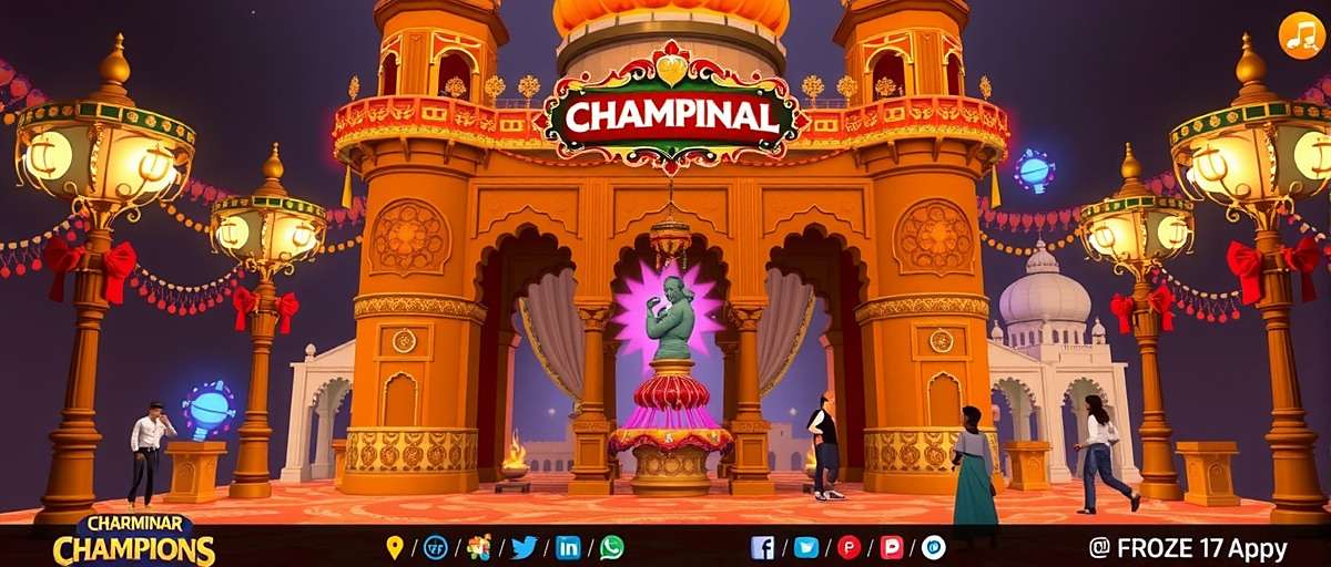 Charminar Champions - Diwali Event Charminar Champions festival event showing virtual Diwali celebrations with Charminar decorated with lights and players participating in traditional activities