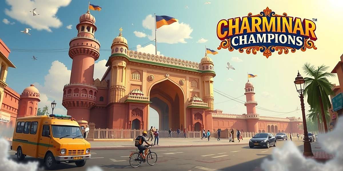 Charminar Champions - India's Heritage Adventure Game Charminar Champions game cover featuring Hyderabad's iconic Charminar with players exploring surrounding streets